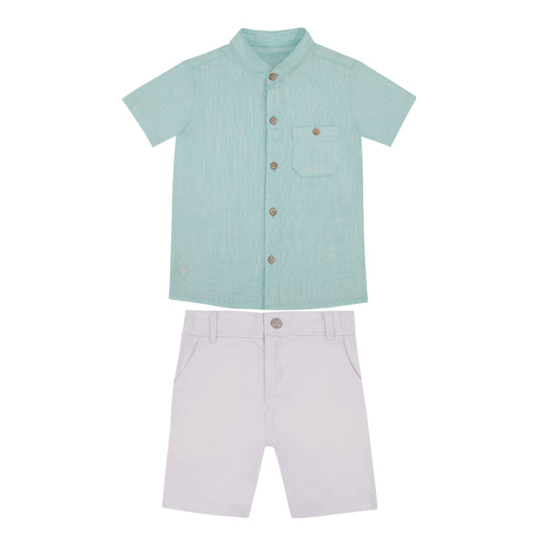 Conjunto Bata Biarritz 100% Algodão com Detalhe Bolso e Shorts Sarja Estruturada com Cós Regulável Paraiso 18768