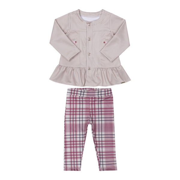 Conjunto Blusa Manga Longa Malha Cirré Felpada com Bordado e Calça Ultramicro Thermo Felpada Paraiso 16193