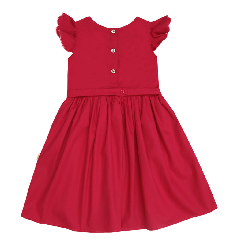 Vestido Infantil Bordado em Tricoline Leve com Mangas Godê e Cinto Embutido Paraiso - Image 8