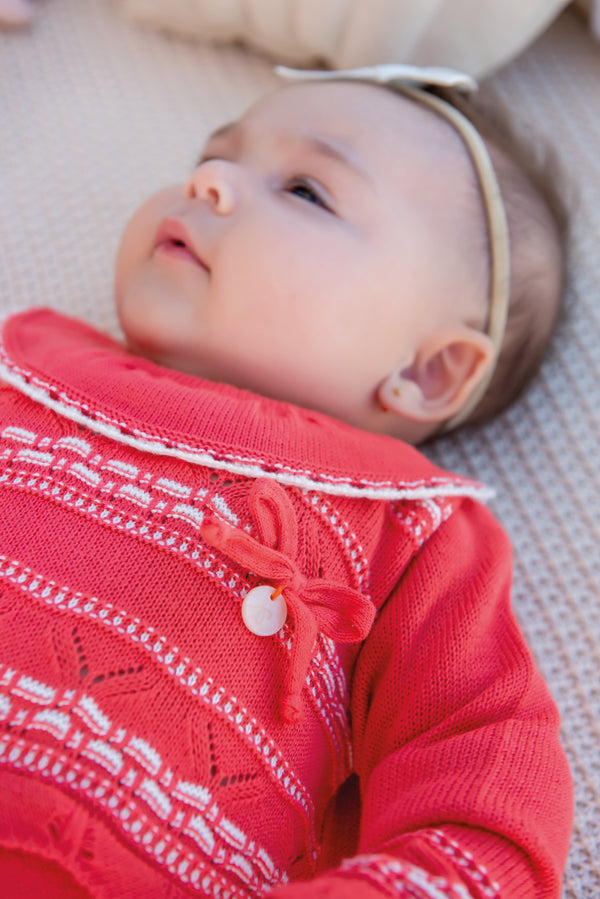 Macacão Longo com Pé em Tricô com Abertura Frontal por Botões e Detalhe de Laço Paraiso