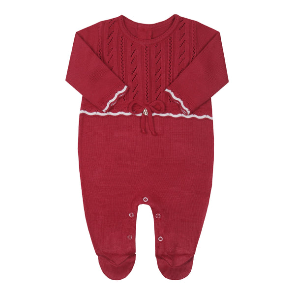 Macacão Longo em Tricô Trabalhado com Abertura nas Costas e Fundo Toque Macio Clássico Paraiso