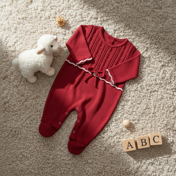 Macacão Longo em Tricô Trabalhado com Abertura nas Costas e Fundo Toque Macio Clássico Paraiso