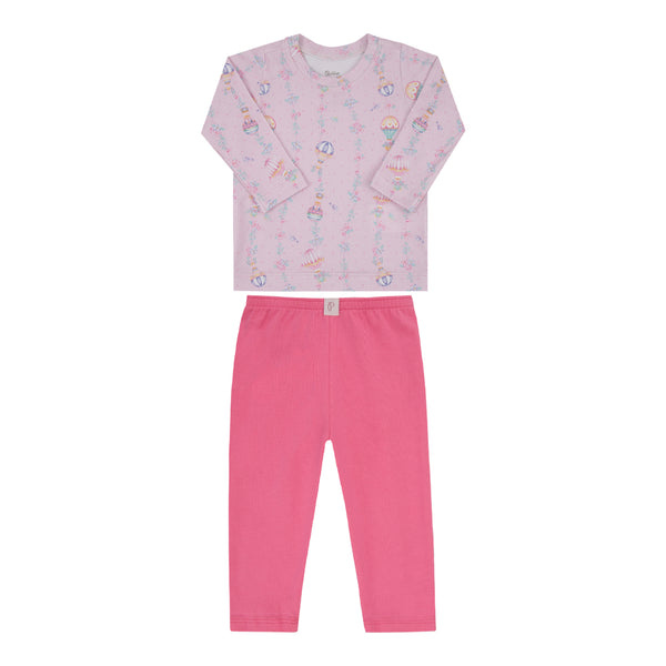 Conjunto Feminino Paraiso Home Manga Longa Conforto Infantil Verão
