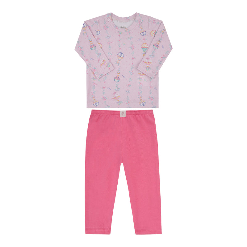 Conjunto Feminino Paraiso Home Manga Longa Conforto Infantil Verão - Image 2