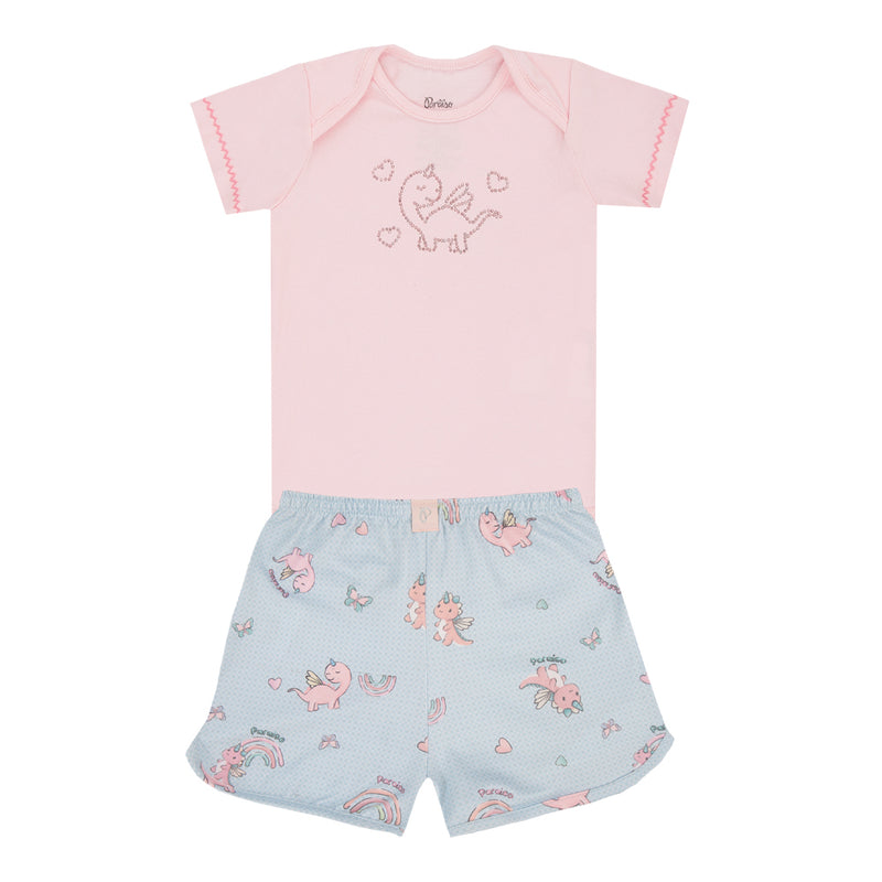 Conjunto Feminino Paraiso Home Meia Manga com Strass e Shorts Conforto - Image 2
