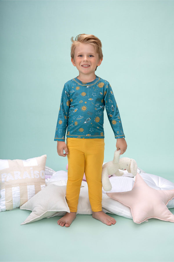 Conjunto Infantil Paraiso Home Manga Longa Malha Conforto Masculino