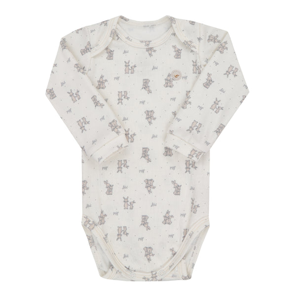 Body Longo Amamentação Letut em Malha Ribana Manga Longa Unissex