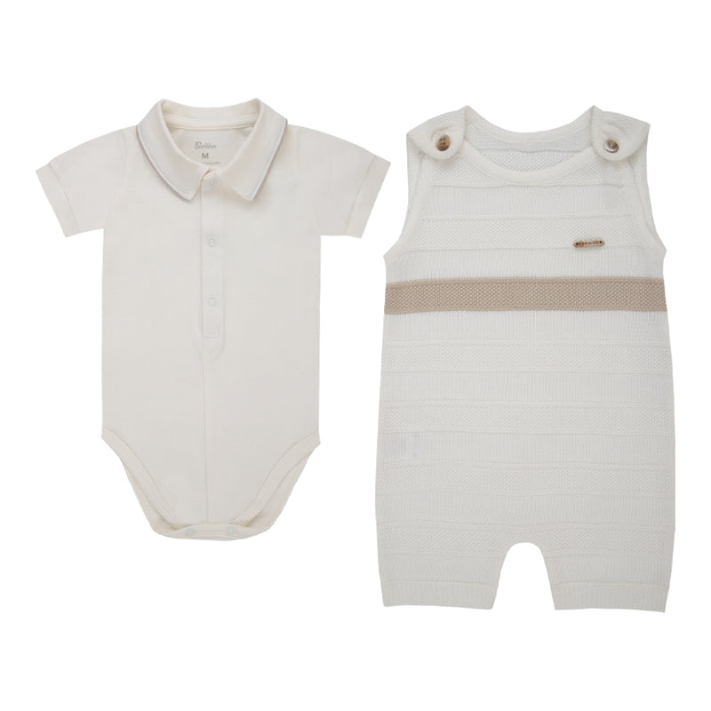 Macacão Curto Cerimônia Paraiso em Tricô com Body Branco Masculino 18674 - Image 2