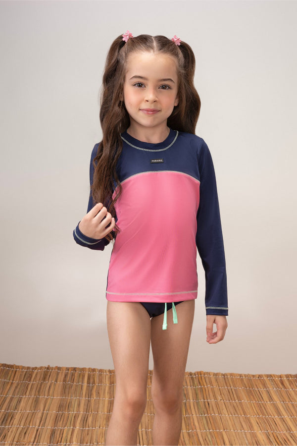Conjunto Praia Infantil Paraiso UV 50+ Manga Longa Superconfortável
