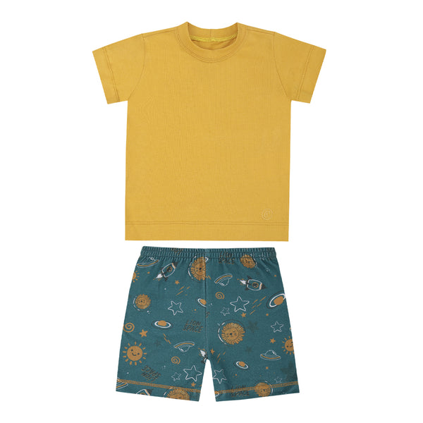 Conjunto Home Paraiso Masculino Baby Gola Redonda e Shorts Estampado