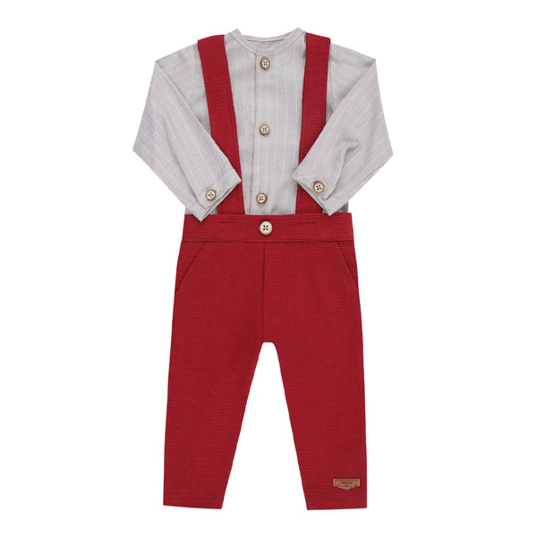 Conjunto Baby Paraiso Natal Clássico com Suspensório e Manga Longa