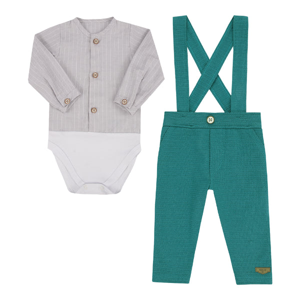 Conjunto Baby Paraiso Natal Clássico com Suspensório e Manga Longa