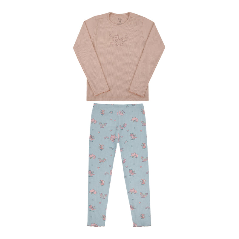 Conjunto Infantil Feminino Paraiso Home Manga Longa com Strass e Estampa - Image 5