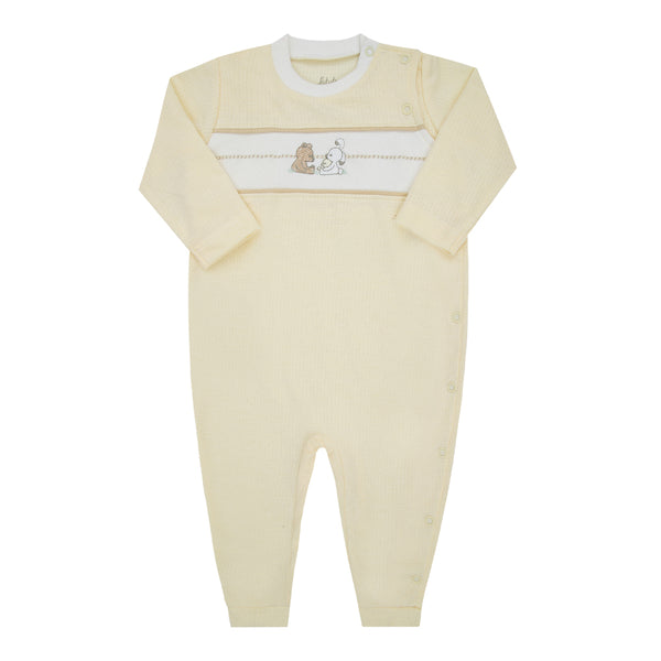 Macacão Longo Tradicional Letut Baby com Bordado Amigos e Botões