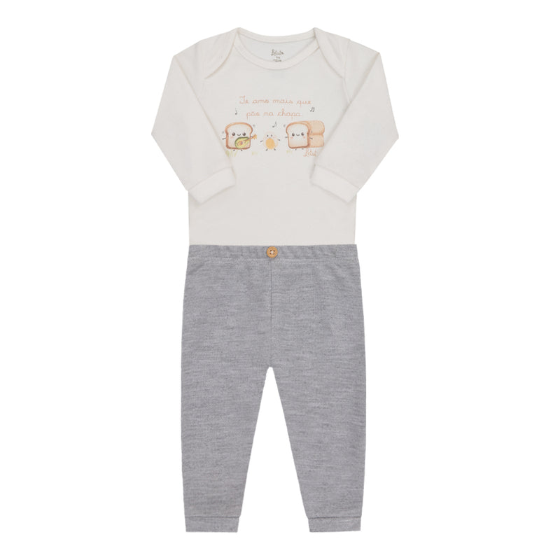 Conjunto Longo Baby Letut Suedine Algodão Gola Expansível e Detalhes Estampados LT18213 - Image 2