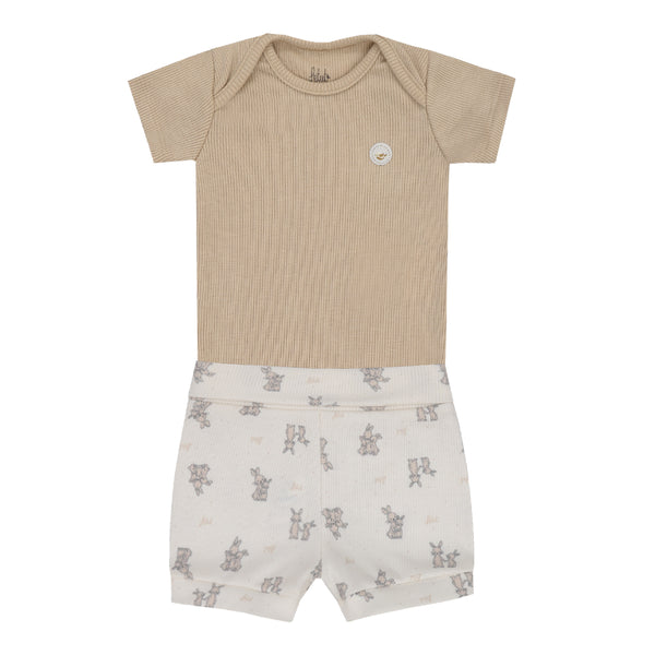 Conjunto Baby Amamentação Letut Manga Curta Ribana Canelada Conforto