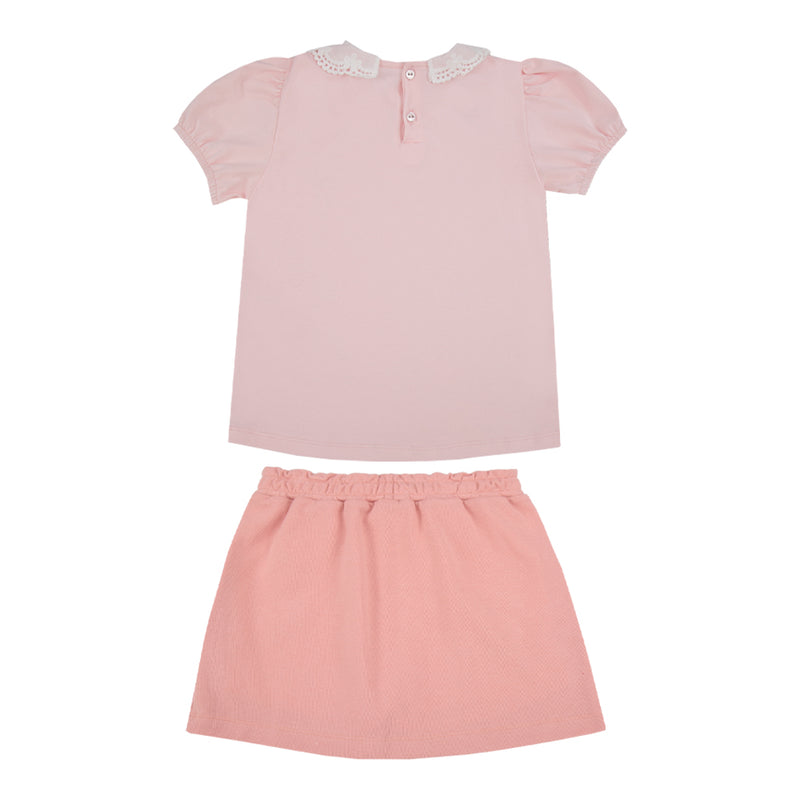 Conjunto Infantil Paraiso Fashion com Gola Charmosa e Saia com Laço - Image 5
