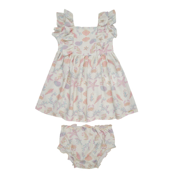 Vestido Bebê Paraiso com Babados e Calcinha em Viscose Confortável