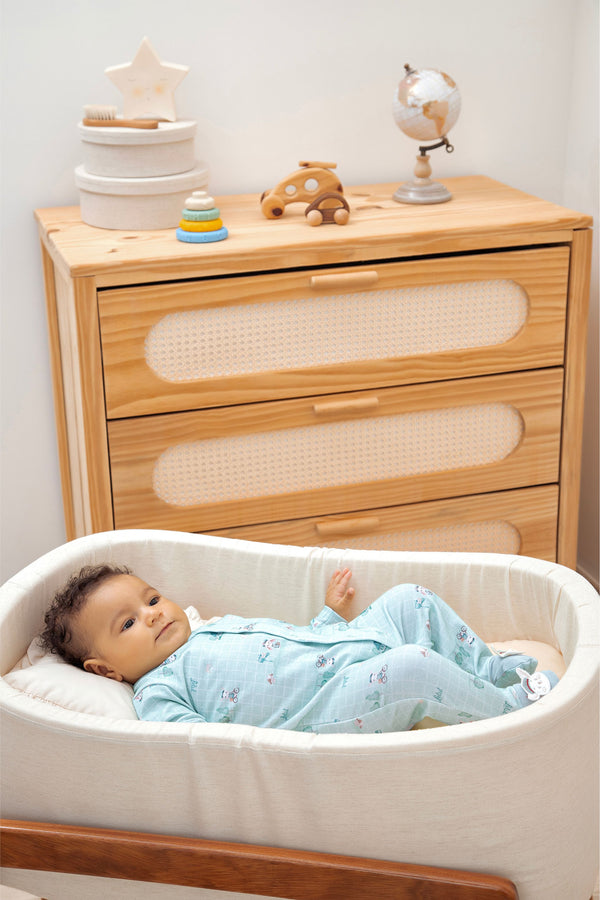 Macacão Longo Letut Conforto com Bordado e Botão de Pressão Bebê