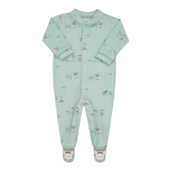 Macacão Longo Letut Conforto com Bordado e Botão de Pressão Bebê