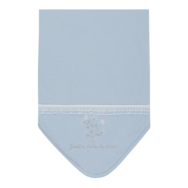 Manta Letut Bebê Meia Malha Algodão com Bordado e Babado