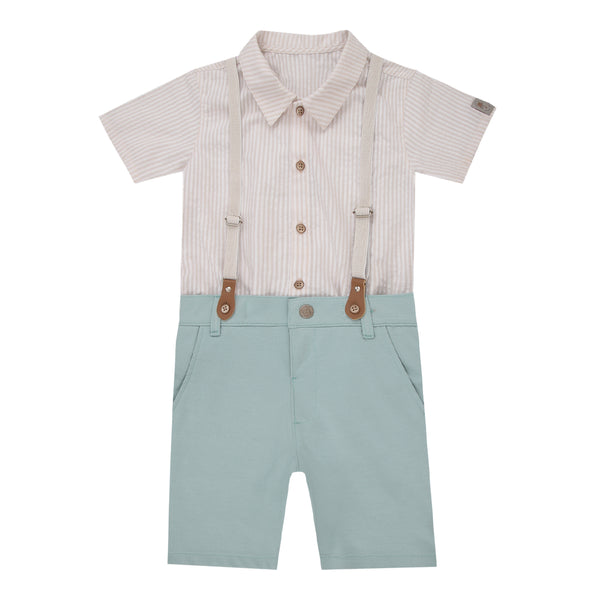 Conjunto Cerimônia Paraiso Kids com Suspensório Removível e Camisa Texturizada