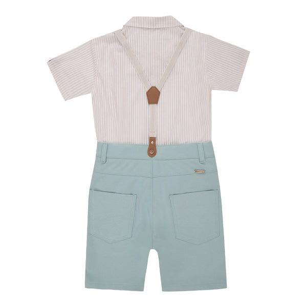 Conjunto Cerimônia Paraiso Kids com Suspensório Removível e Camisa Texturizada - 18767