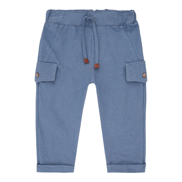 Calça Paraiso Baby em Malha Denim com Elástico e Detalhes Decorativos
