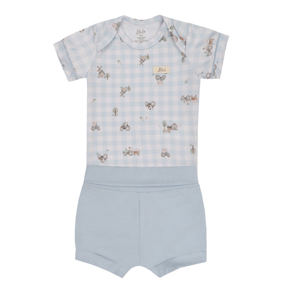 Conjunto Letut com Body Estampado e Shorts Cós Conforto