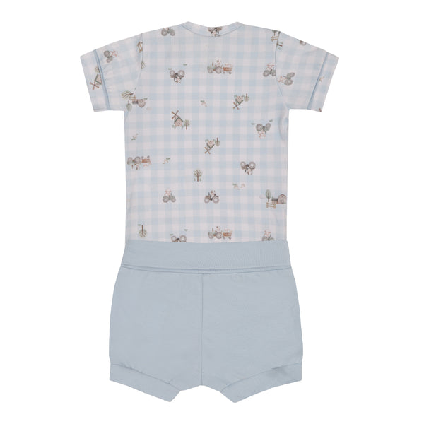 Conjunto Baby Letut com Body Estampado e Shorts Cós Conforto