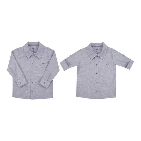 Camisa Manga Longa Cerimônia Paraiso com Bordado e Manga Regulável