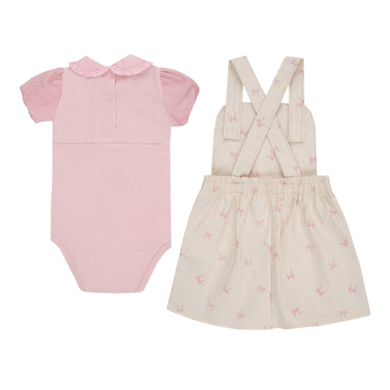 Conjunto Paraiso Jardineira Linho com Body Babados e Tule Feminino Bebê - Image 5