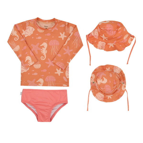 Kit Praia Paraiso Baby 3 Peças com Proteção UV 50+ e Chapéu Dupla Face