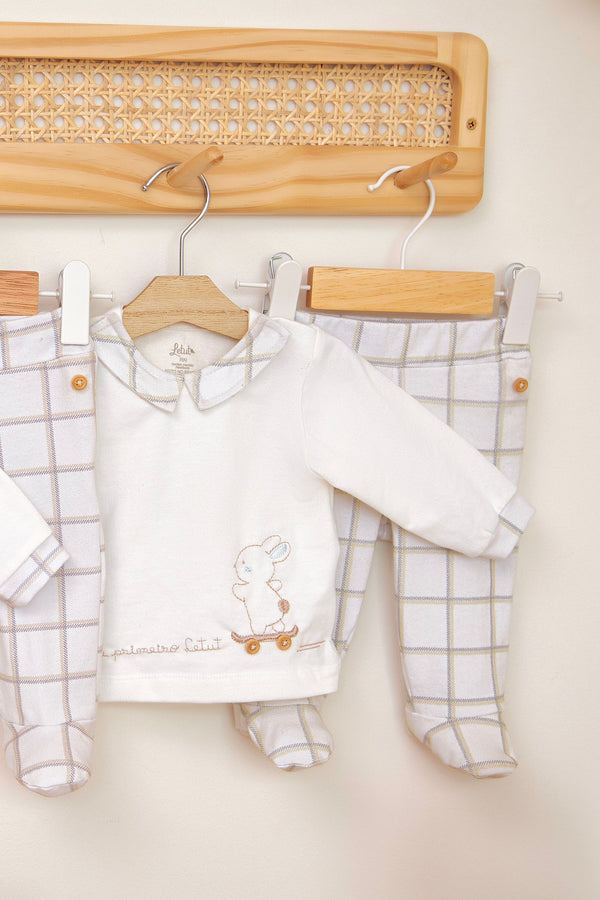 Conjunto Baby Longo Letut com Bordado e Pezinho - Creme