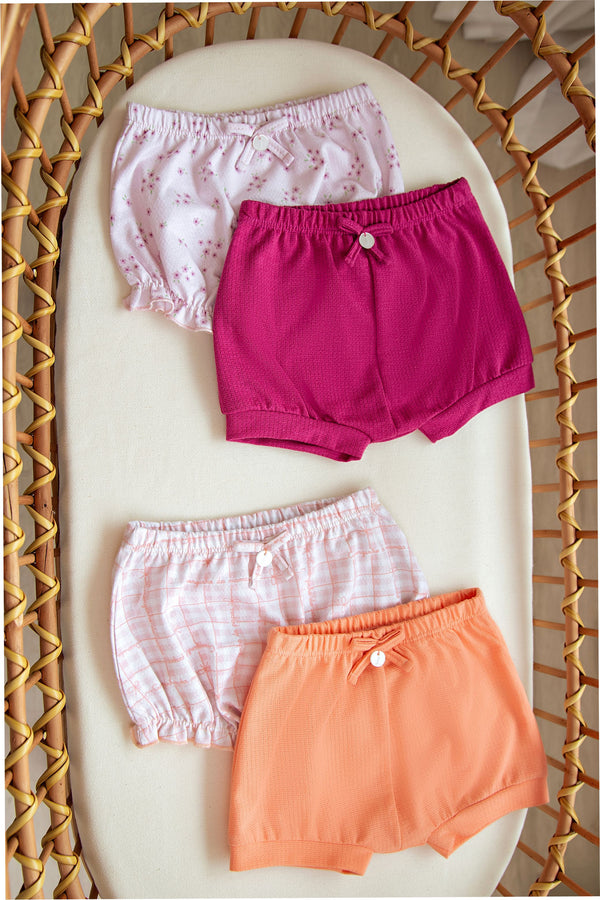 Letut Kit Dois Shorts Femininos Bebê Com Babado Bordado e Laço