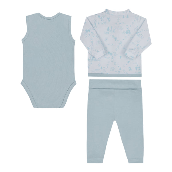 Kit Presente Letut 3 Peças Malha Conforto Unissex Manga Longa Bebê