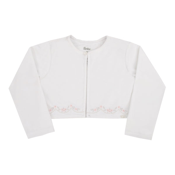 Bolero Paraiso Plush Macio com Strass e Bordado Floral Cerimônia