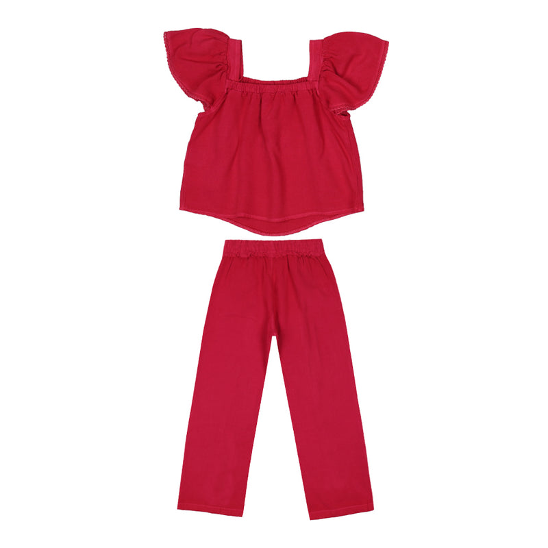 Conjunto Infantil Feminino Paraiso Blusa Curta e Calça Sarja Bordado - Image 5