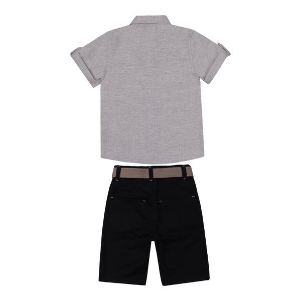 Conjunto Infantil Masculino Paraiso Camisa Martingale e Shorts com Cinto