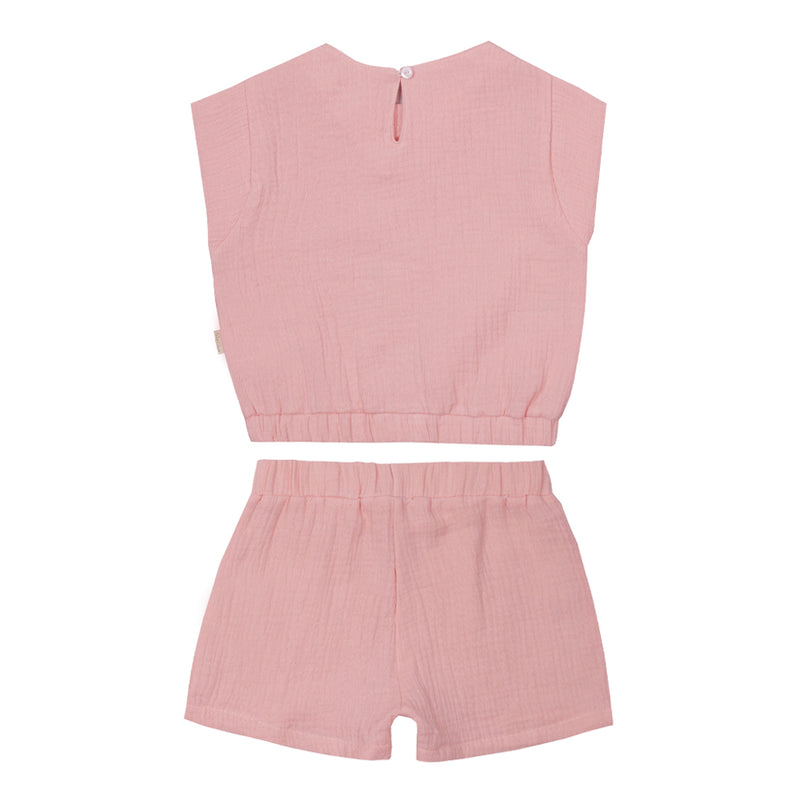Conjunto Infantil Feminino Paraiso Cropped e Shorts Texturizado Leve - Image 2