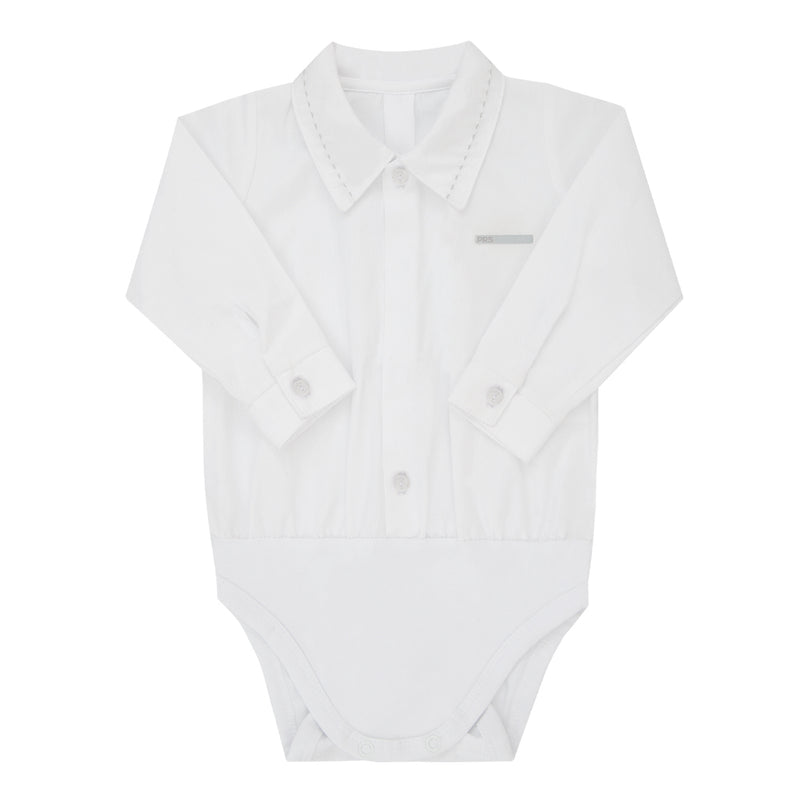 Body Longo Paraiso Cerimônia Manga Longa Branco Bebê Masculino - Image 2