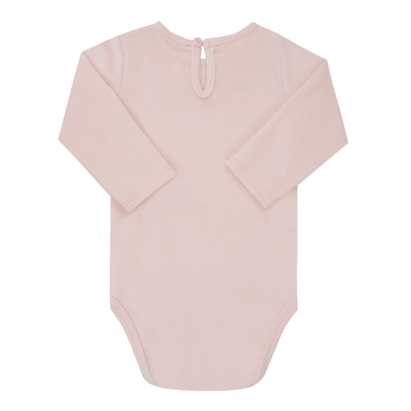 Body Longo Paraiso Bebê Feminino Plush Bordado Floral e Renda Inverno - Image 5