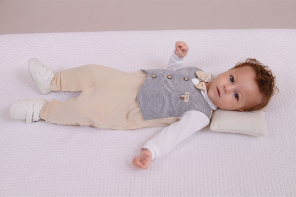 Macacão Longo Cerimônia Paraiso com Colete e Gravata Removível Baby