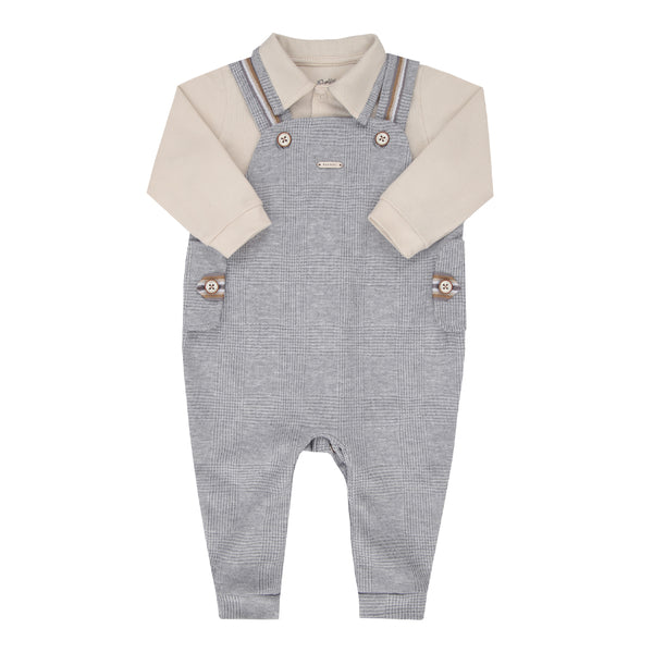 Macacão Longo Paraiso Polo Xadrez com Detalhes Especiais para Bebê