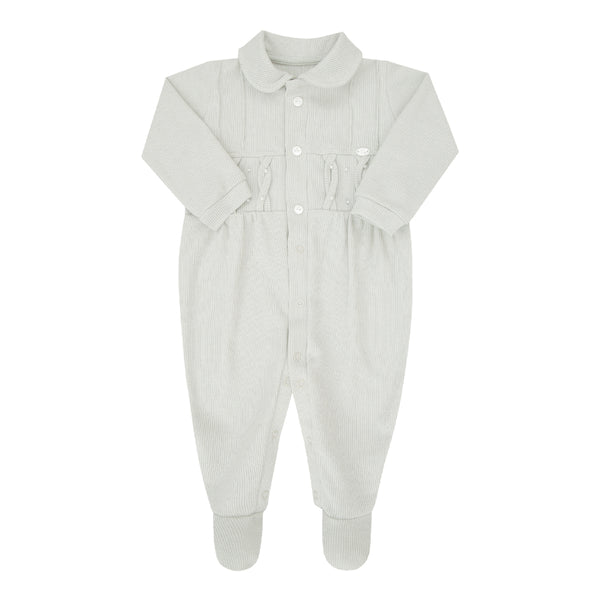 Macacão Longo Paraiso Baby Feminino Meia Estação com Pérola e Gola Peter Pan