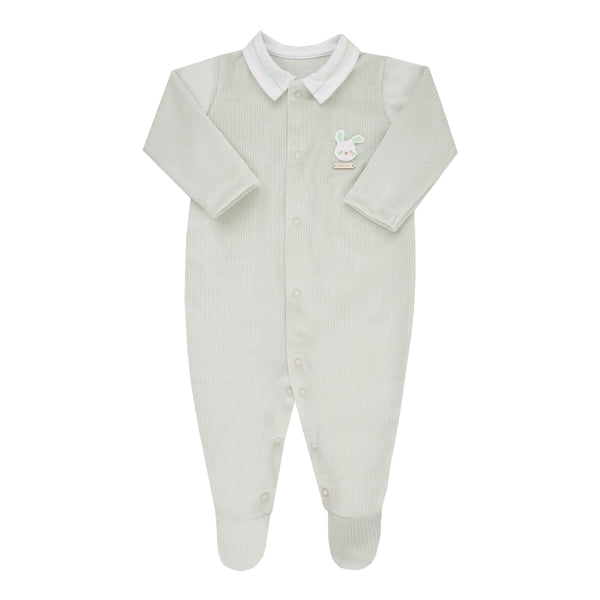 Macacão Longo Plush Quadriculado Paraiso com Bordado e Etiqueta Couro