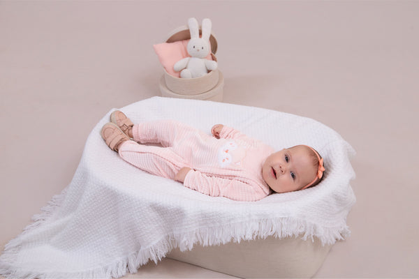 Macacão Longo Paraíso Plush Quadriculado Zíper Duplo Bordado RN