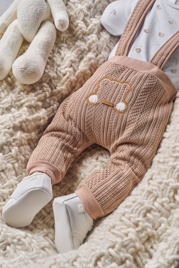 Conjunto Baby Paraiso Masculino Meia Estação Marrom com Gravata e Ursinho