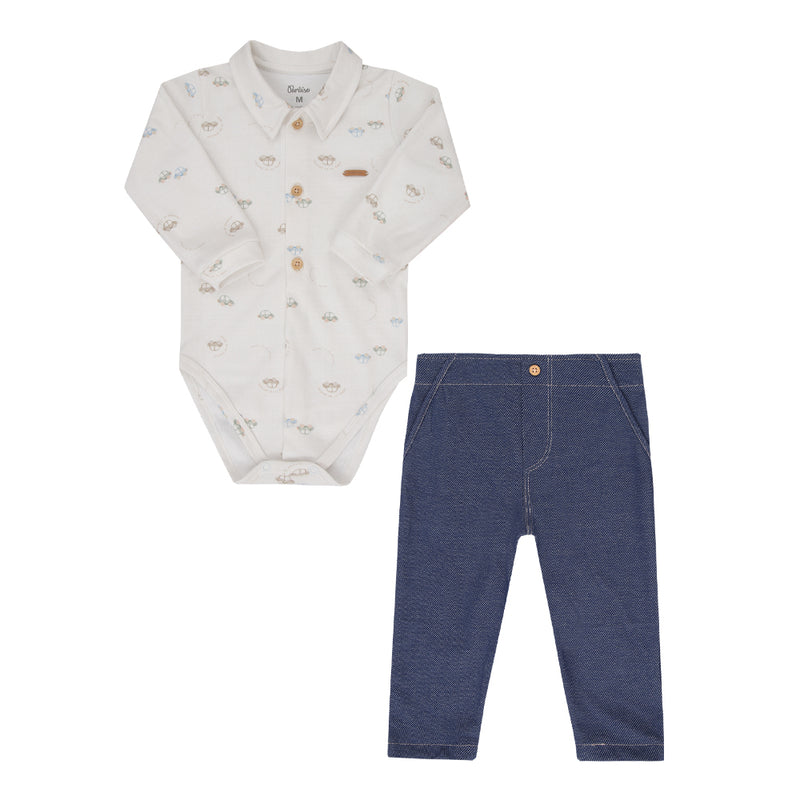 Conjunto Paraiso Meia Estação Carrinho Manga Longa Off White - Image 2