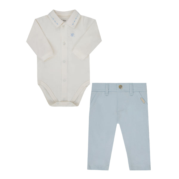 Conjunto Baby Paraiso Cerimônia Manga Longa com Gola Bordada Exclusiva